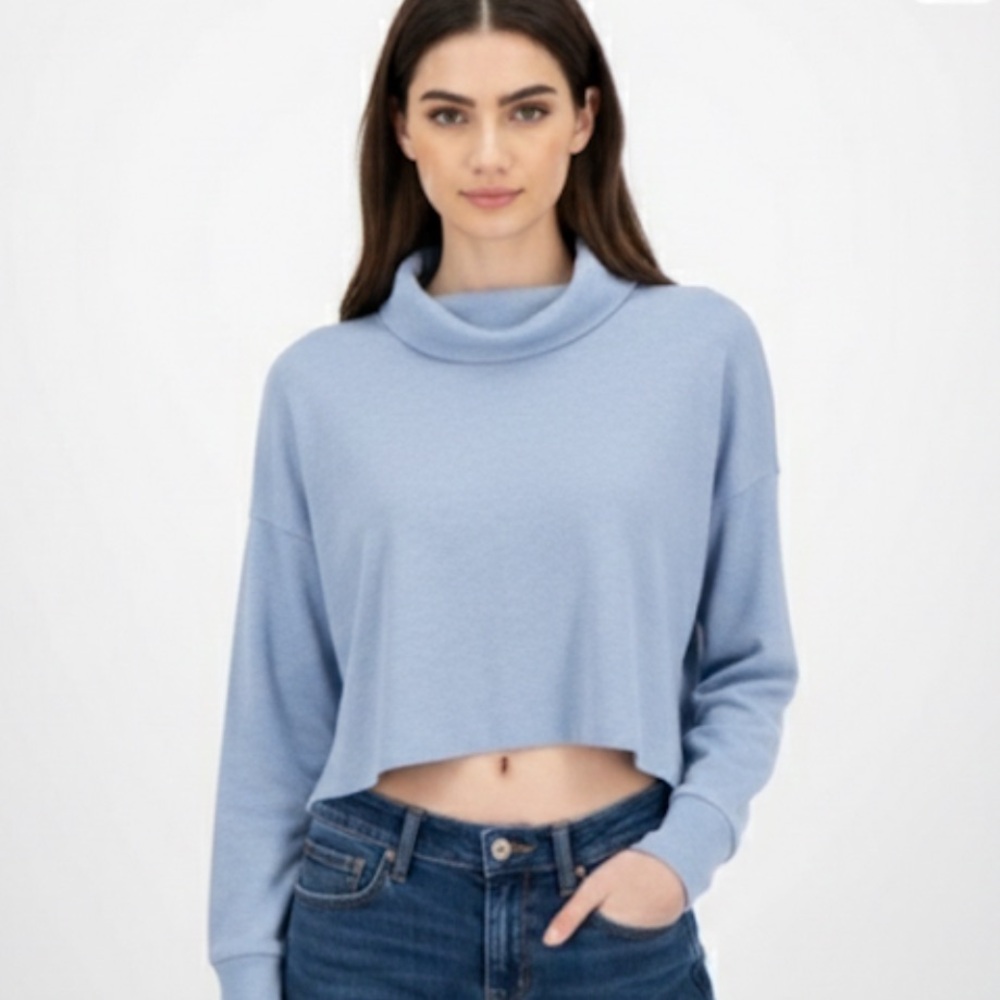American Eagle Turtleneck Cropped Top Light Blue Thermal size XS